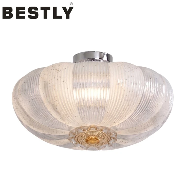 Pumpkin Ribbed Glass Ceiling Light